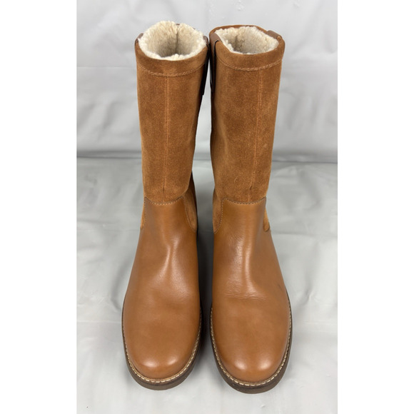 Clarks Glick Elmfield Leather Suede Shearling Winter Boots Womens 9.5 M Tan - Picture 5 of 13